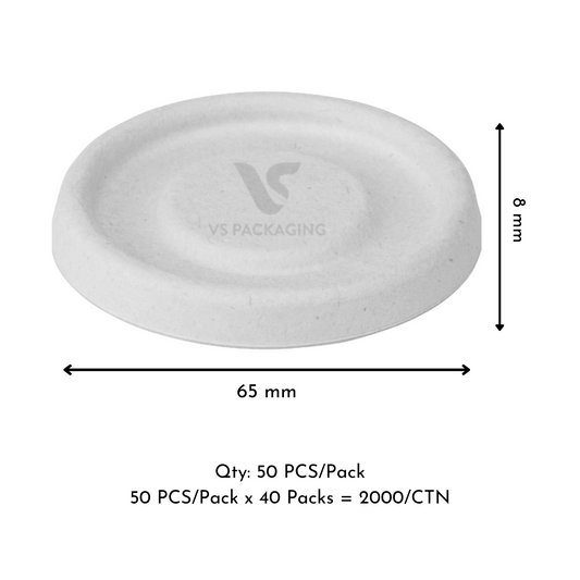 Compostable Sugarcane Lid for 2oz Sauce Cup – White – 2000pcs – VS Packaging