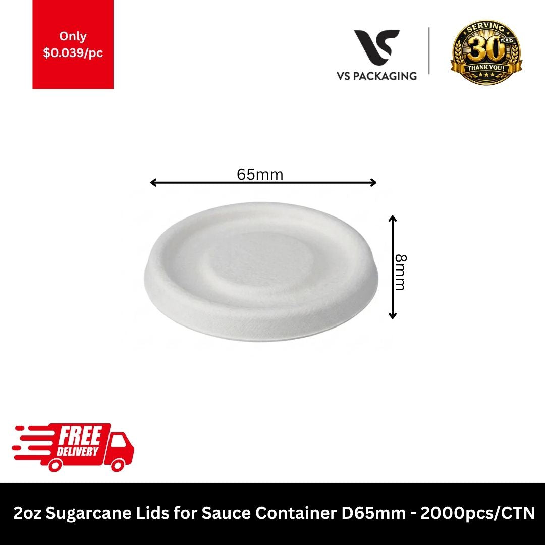 2oz sugarcane lid D65mm biodegradable sauce container lid eco friendly takeaway condiment lid