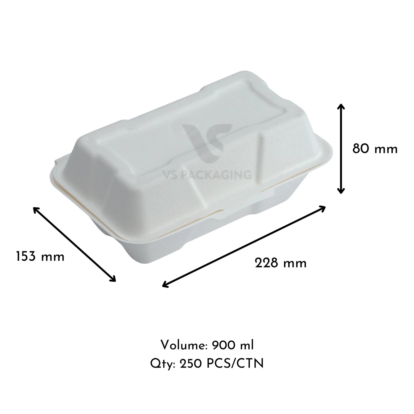 Sugarcane Snack Box Extra Large (900ml) - VS Packaging
