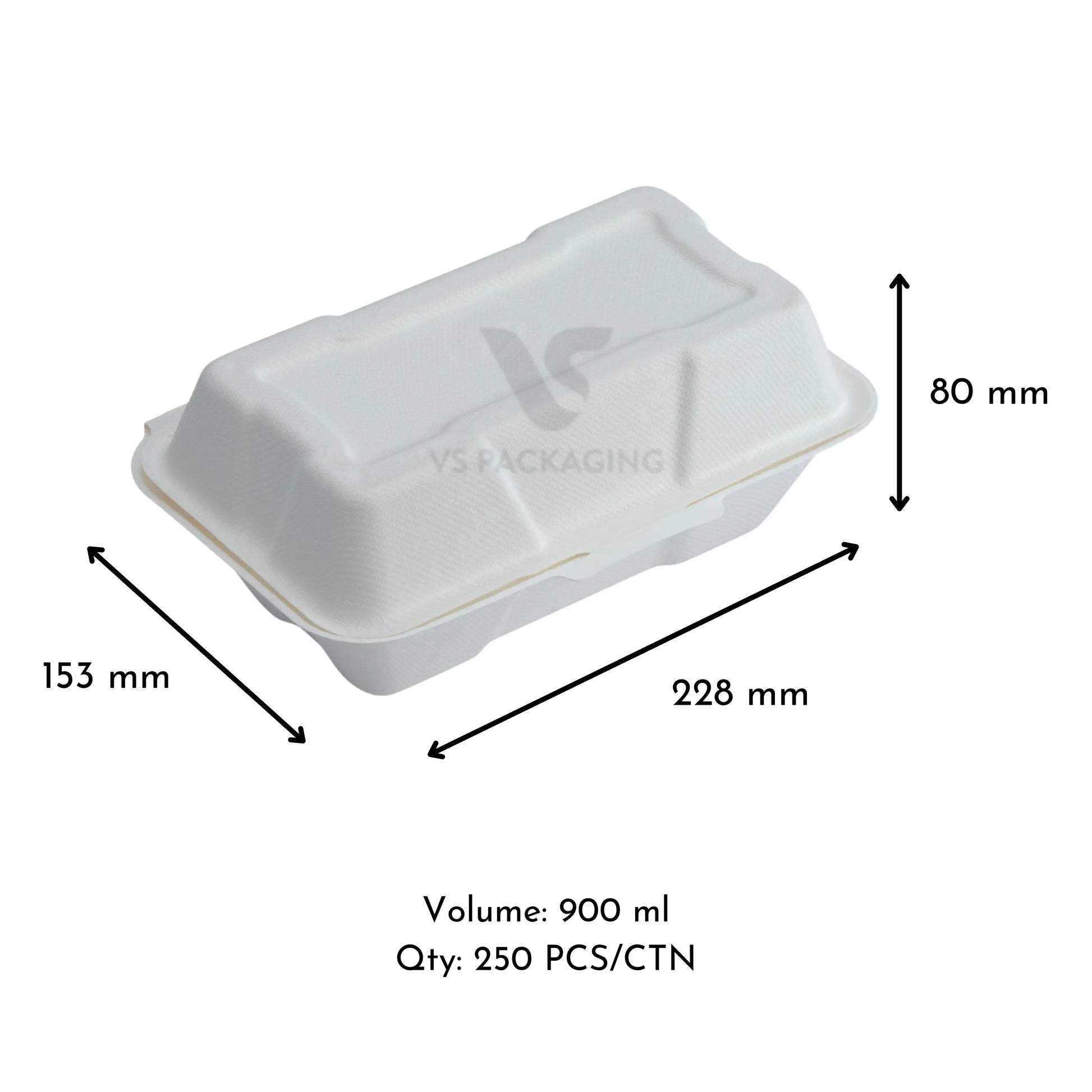 Sugarcane Snack Box Extra Large (900ml) - VS Packaging