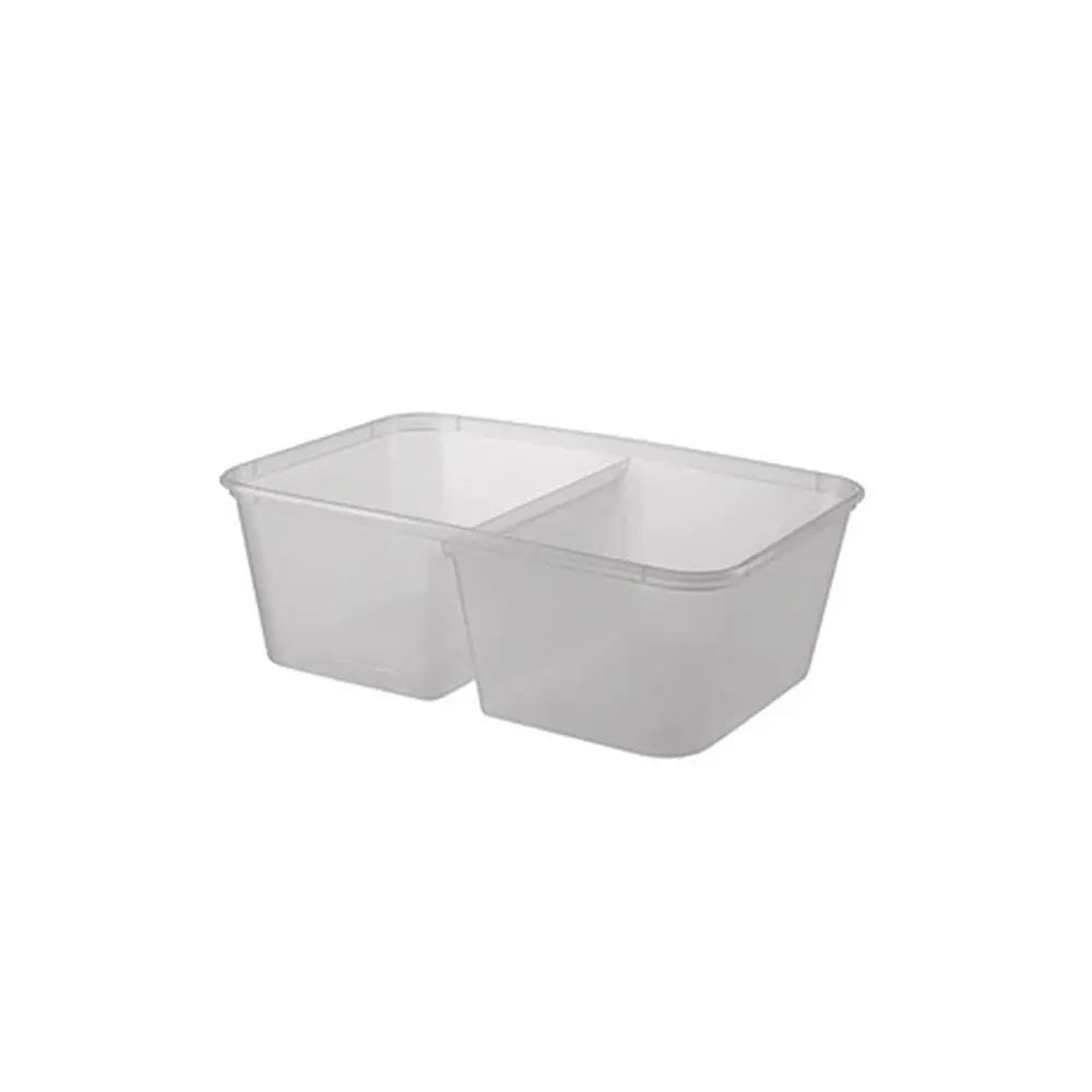 Plastic Rectangular Takeaway Container Compartment Base Clear - 650ml