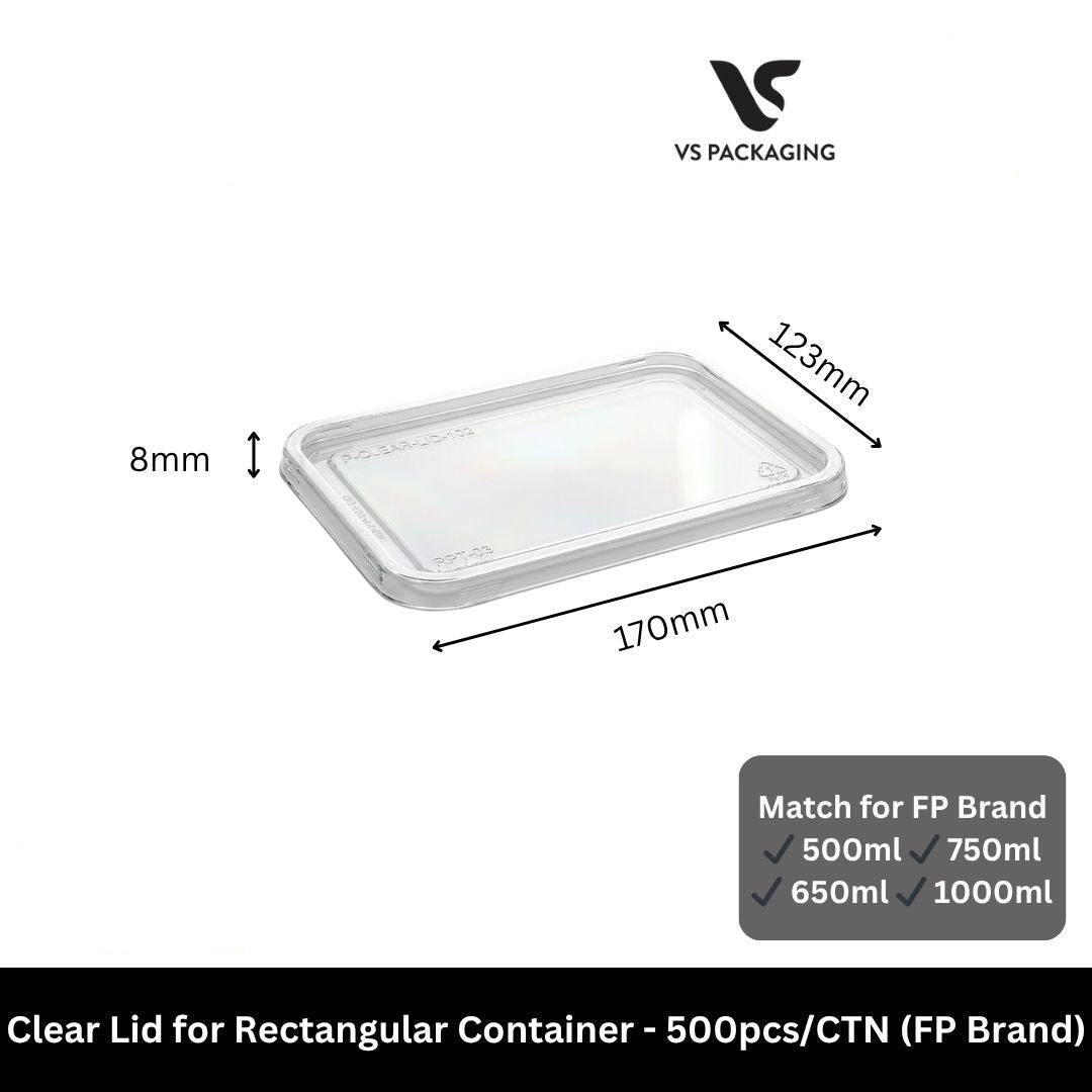 Clear lid for rectangular takeaway container FP brand secure fit food container lid Australia