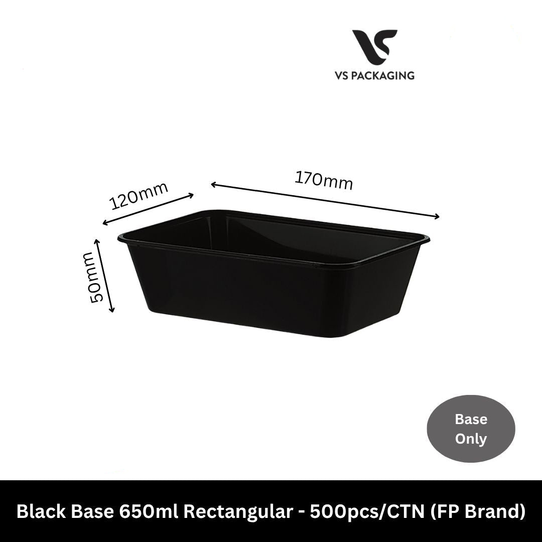 650ml Black Rectangular Takeaway Containers Bulk 500pcs Australia | FP