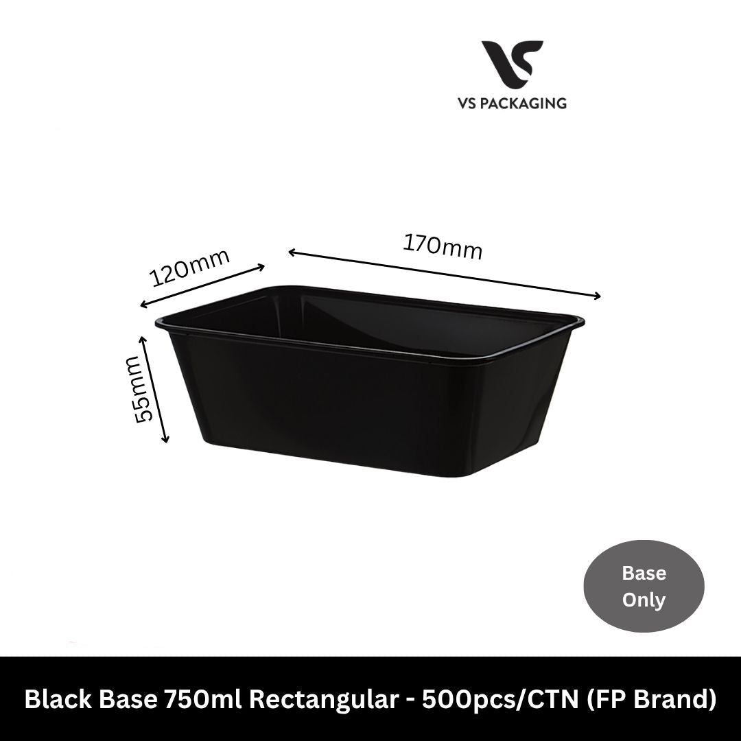 black base 750ml rectangular container bulk 500pcs Australia takeaway food container for restaurant meal prep catering