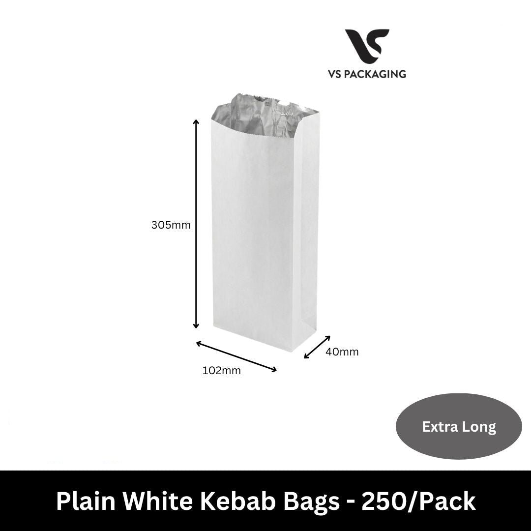 foil lined kebab bag extra long white greaseproof banh mi wrap bag 305x102x40mm australia