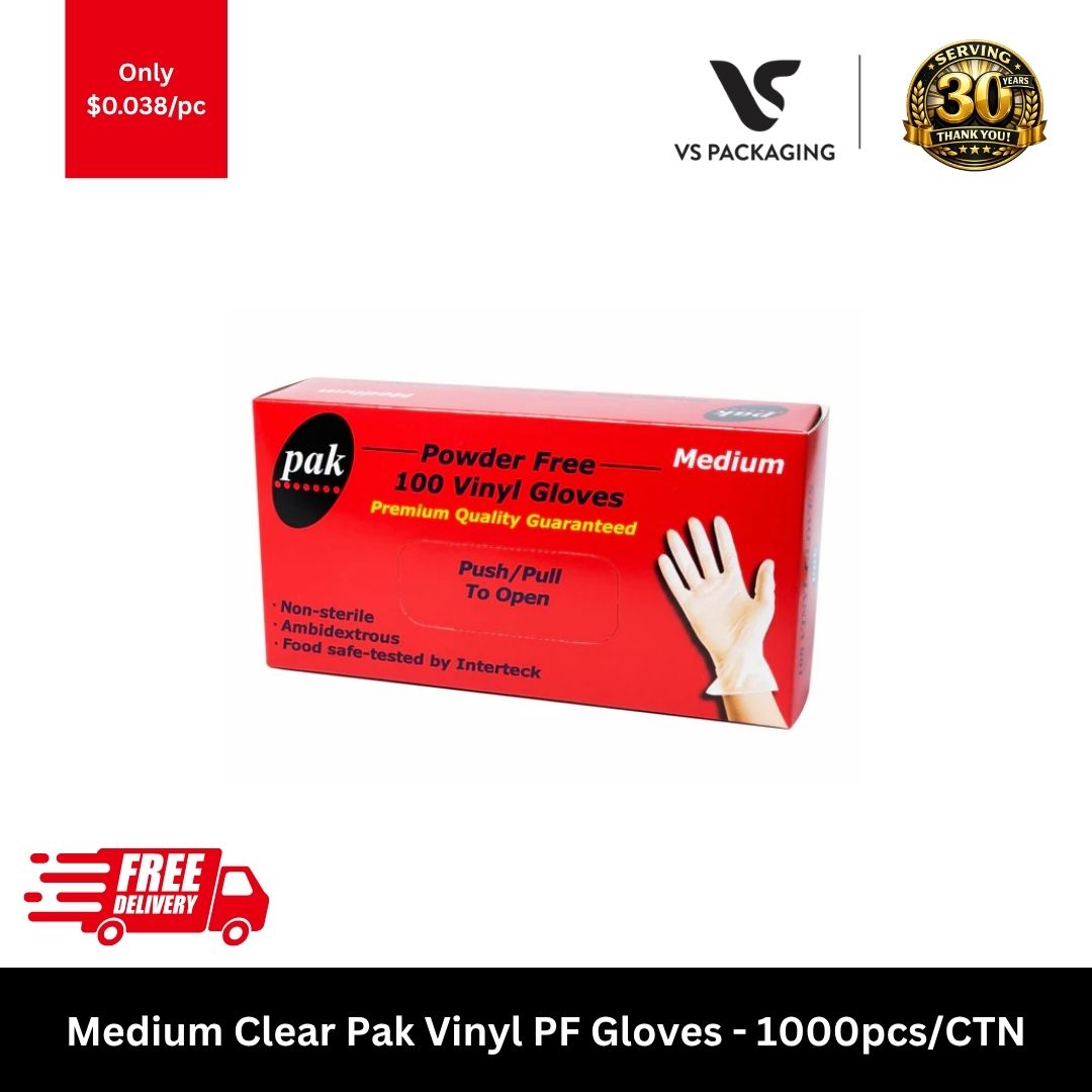 Medium Pak clear vinyl powder free disposable gloves HACCP food handling cleaning gloves 1000pcs carton