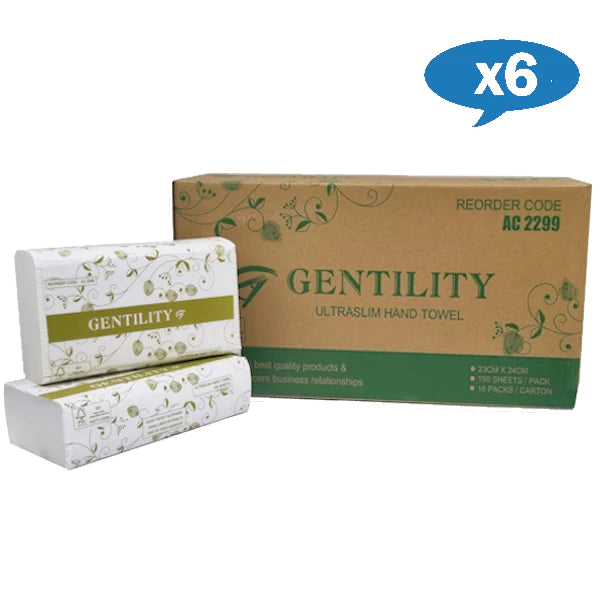 Gentility AC2299 Ultraslim Hand Towel 23cmx24cm 1ply 2400pcs - VS Packaging