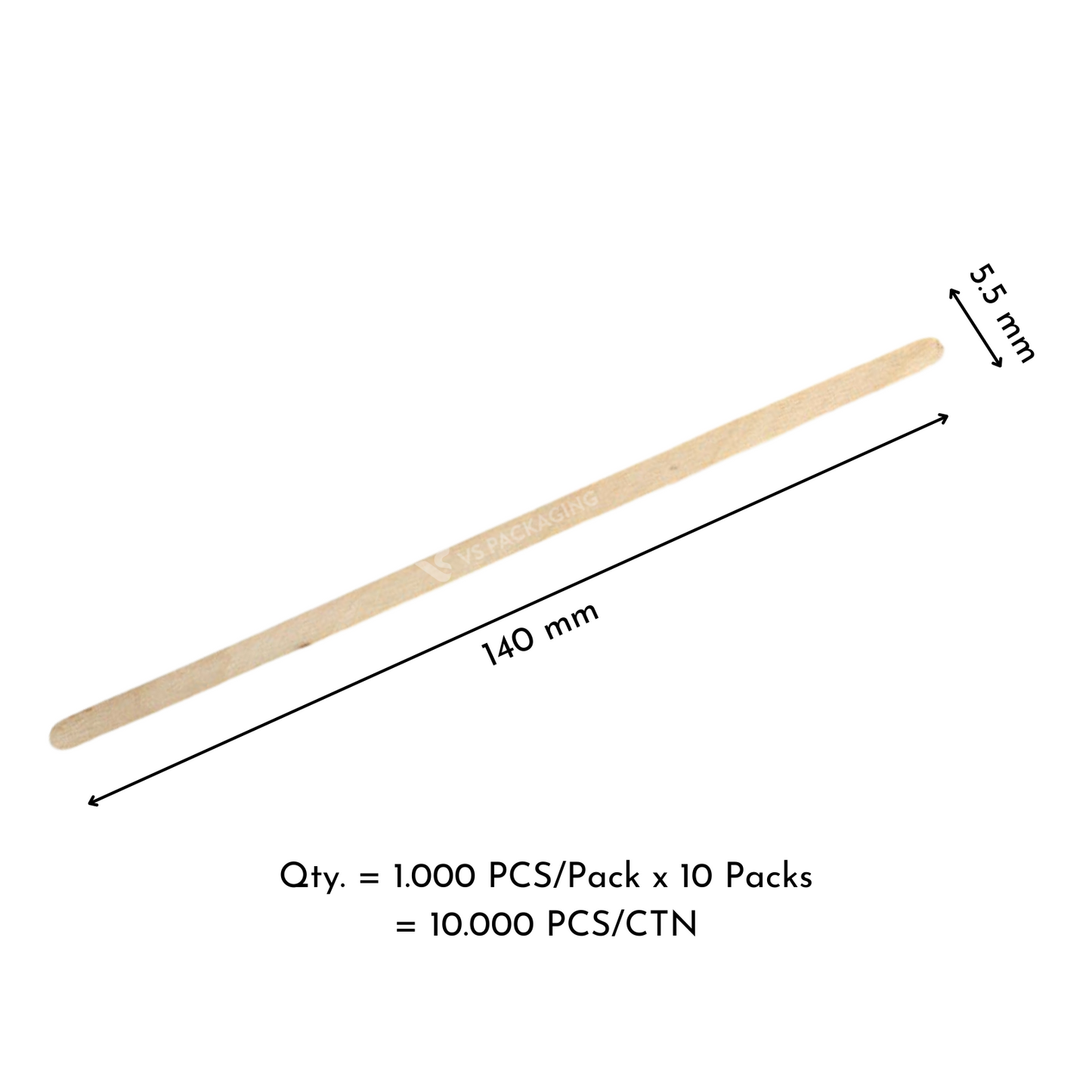 140mm Wooden Coffee Stirrers – Long & Thin – Compostable Birch – VS Packaging