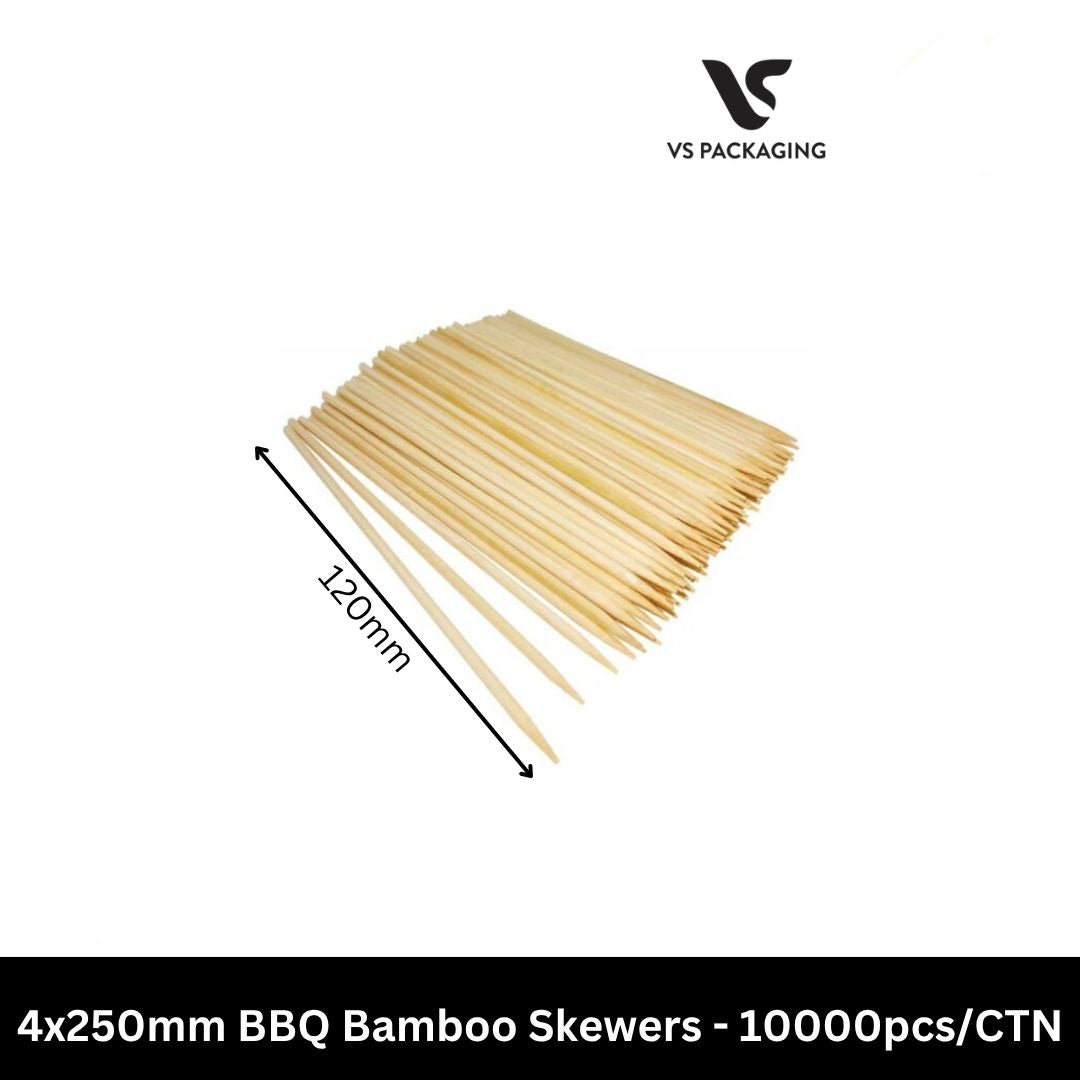 4x250mm bamboo bbq skewers eco friendly bulk 10000pcs biodegradable wooden skewers Australia