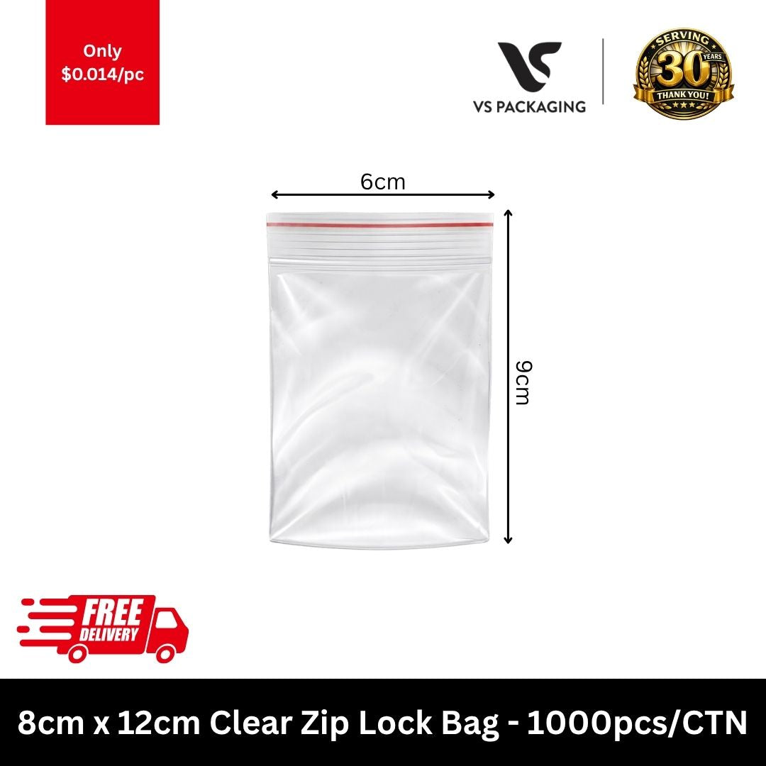 6cm x 9cm clear zip lock resealable bags 1000pcs carton packaging supplies