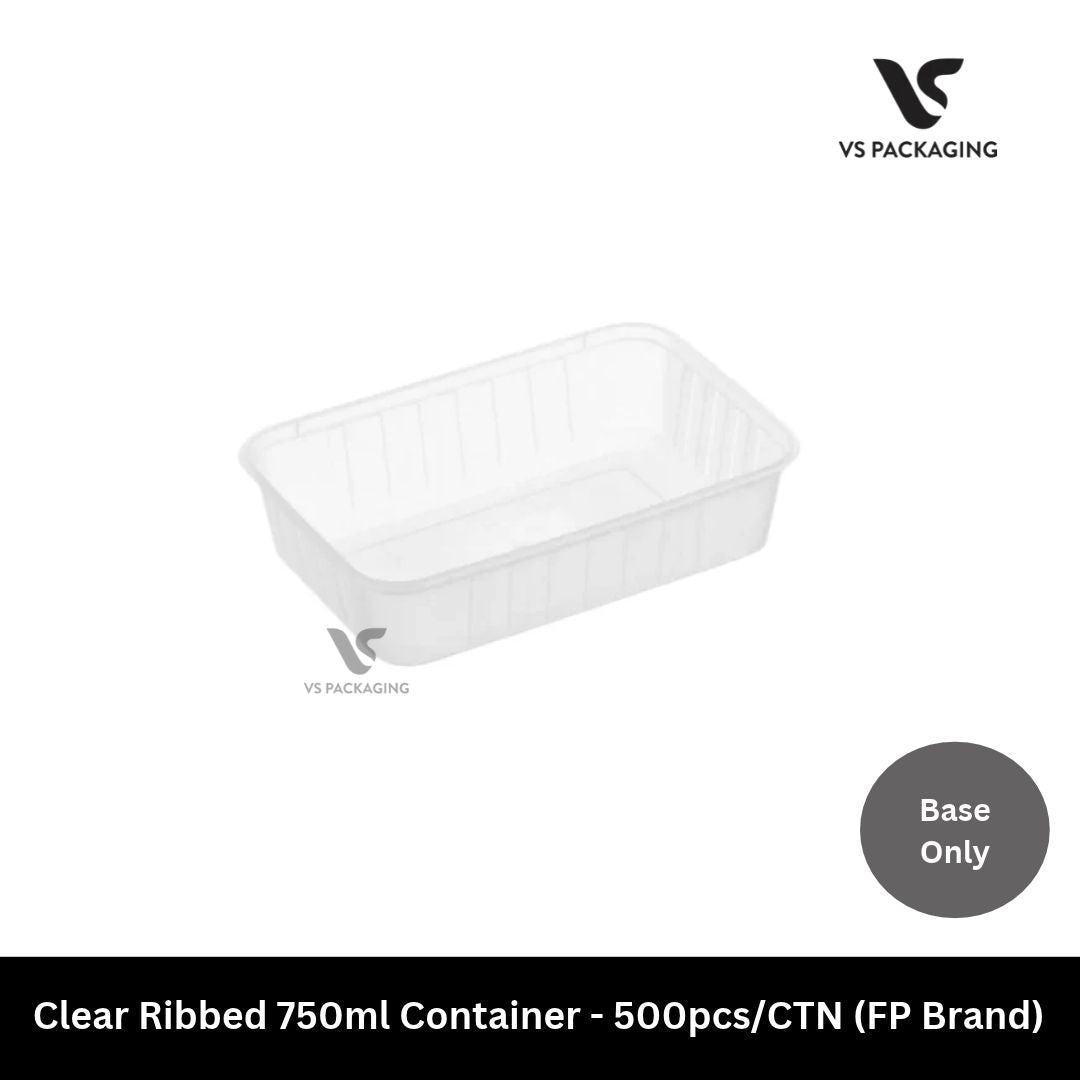 Clear Ribbed Freezer Grade 750ml Rectangular Container - 500pcs/CTN (FP Brand) VS Packaging