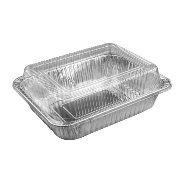 BK BK9888/6888 Rectangular Roaster Foil Tray Plastic Lids 100pcs - VS Packaging