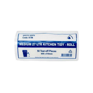 27L Kitchen Tidy Roll Medium White 1000pcs - VS Packaging