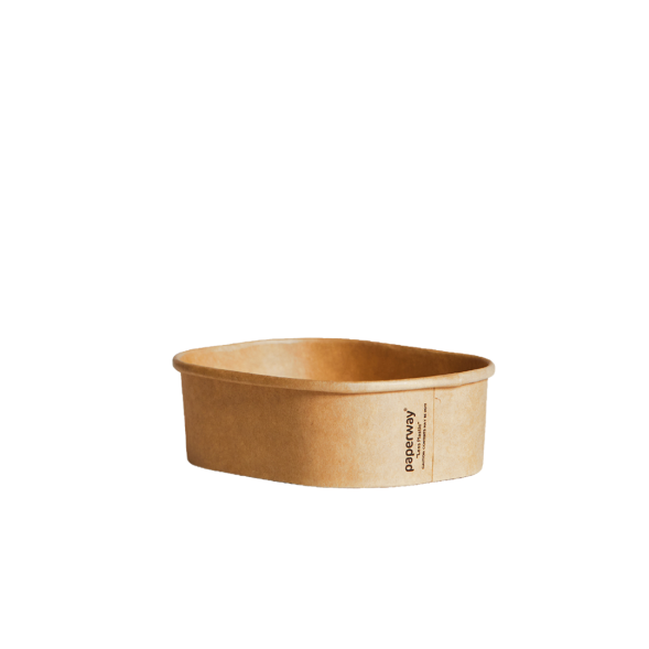 Papeway Mini 150ml Kraft Rectangular Container – eco-friendly PP-lined kraft food container for dips and sides, compatible with PET lid, 500 per carton.