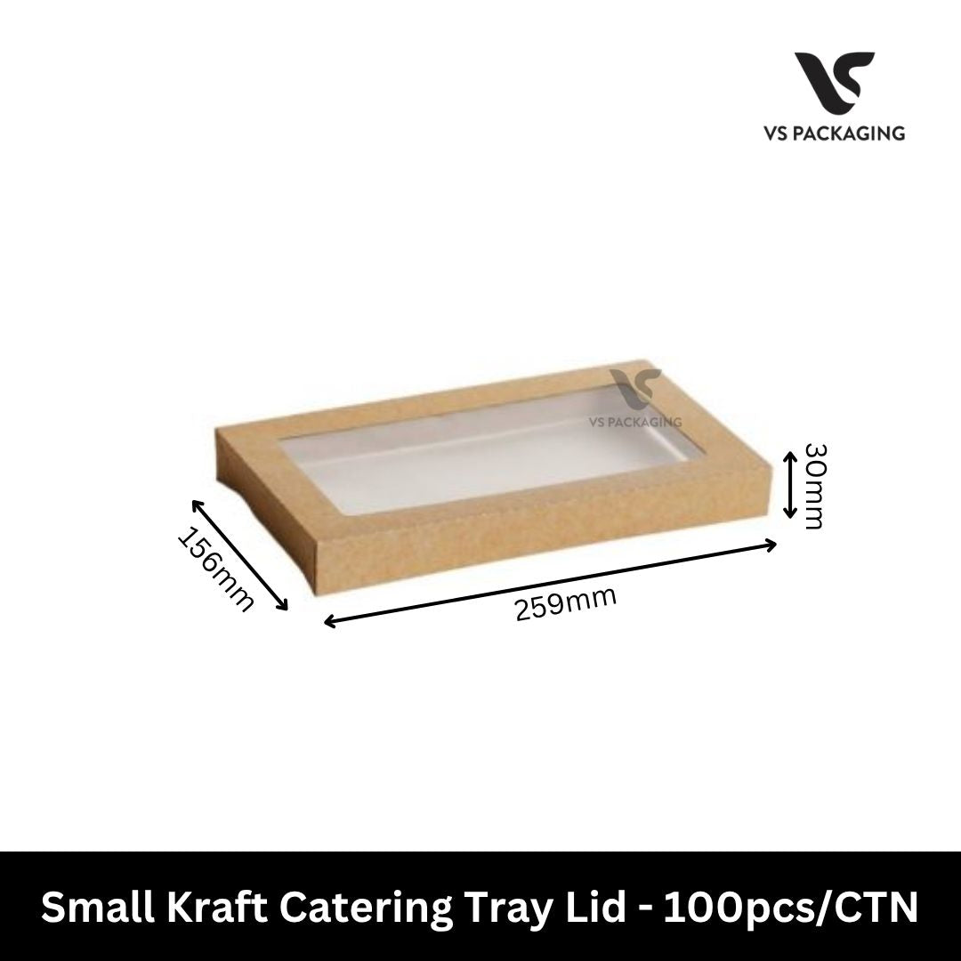 Small Kraft Catering Tray Lid with PET Window - 100pcs/CTN VS Packaging