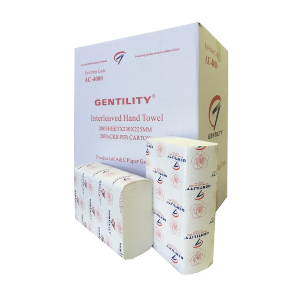 Gentility Interleaved Hand Towel 23x23cm 1ply (4000pcs) - VS Packaging