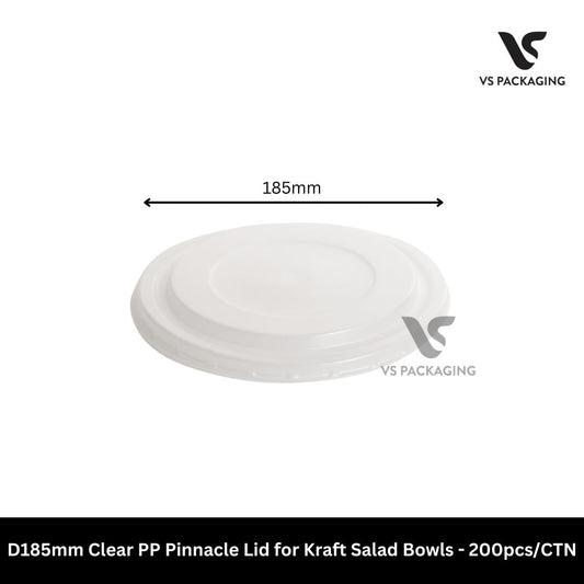 clear PP pinnacle lid D185 for kraft salad bowl 1300ml takeaway lid