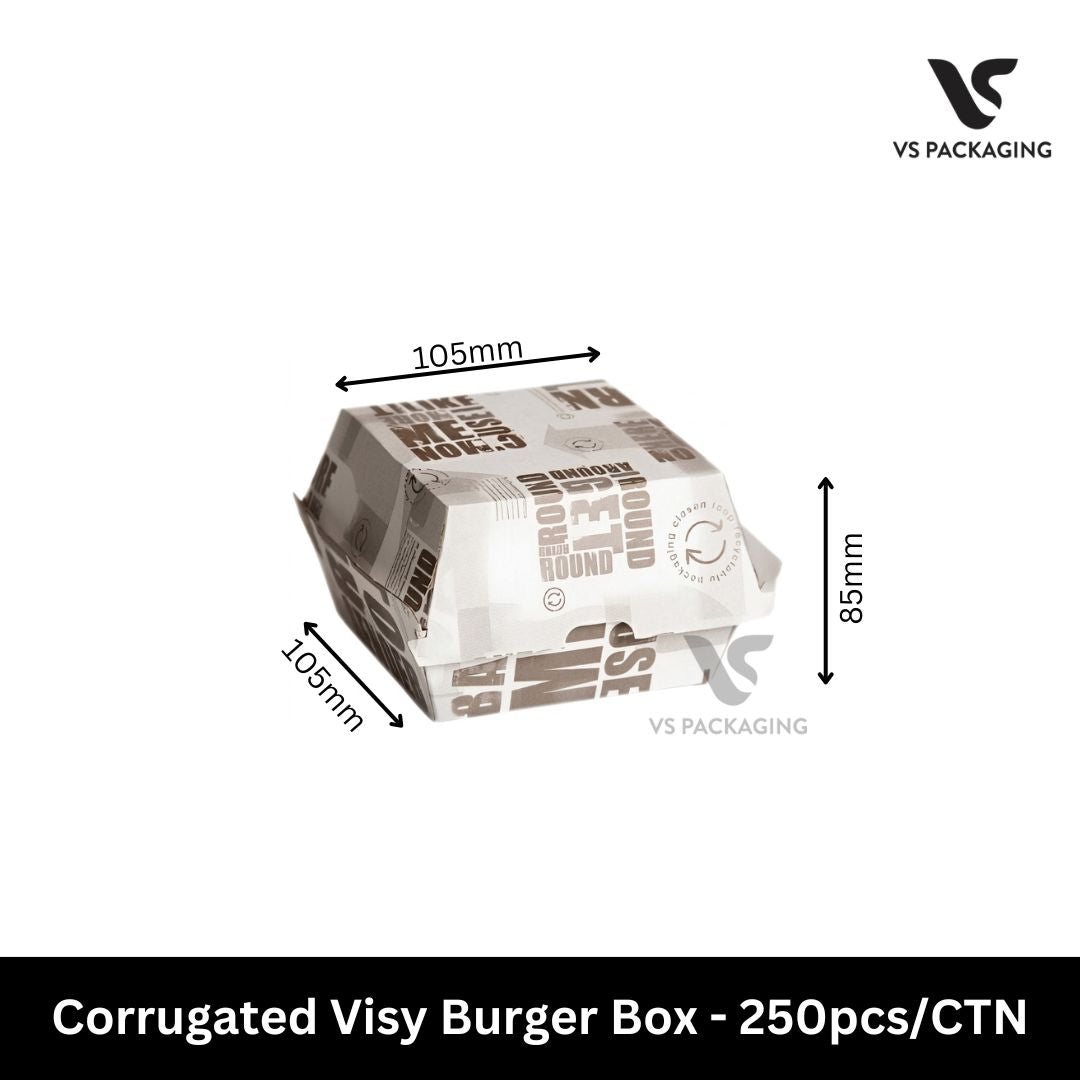 visy corrugated burger box 105x105x85mm takeaway cardboard box for burgers and hot food