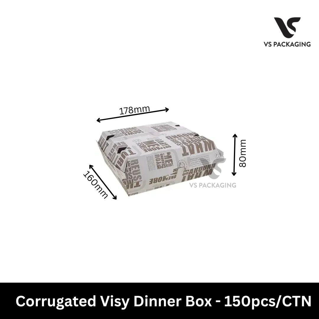 visy corrugated dinner box 178x160x80mm takeaway cardboard box for meals rice noodles and hot food