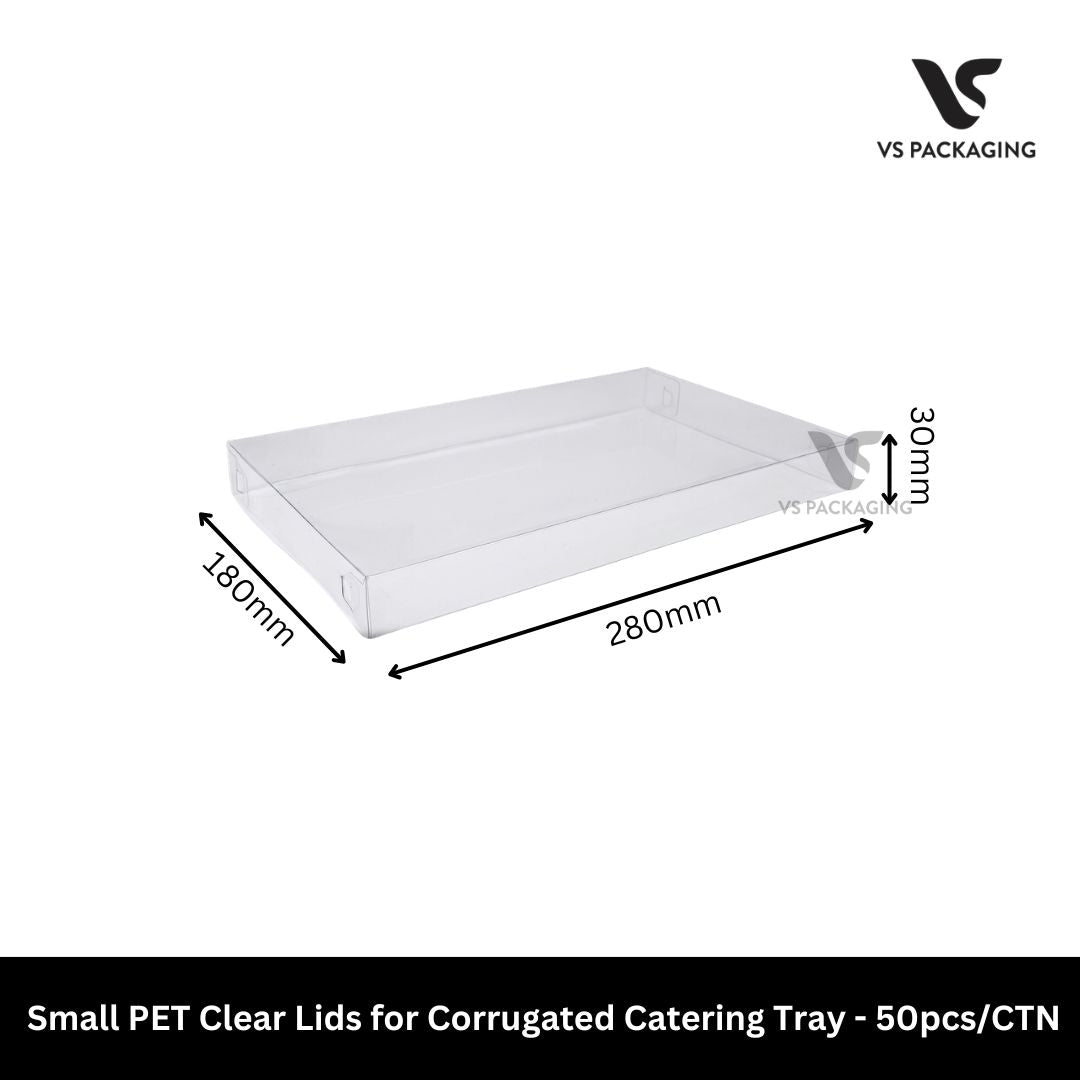 Small PET clear lid 280x180x30mm for corrugated catering tray transparent plastic lid for takeaway and catering