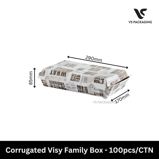 visy corrugated family box 290x170x85mm large takeaway cardboard box for group meals and catering