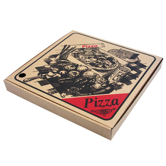 Pizza Boxes 9" Brown with Printing 100pcs