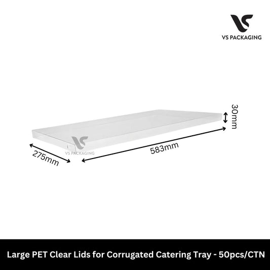Large PET clear lid 583x275x30mm for corrugated catering tray transparent plastic lid for catering takeaway and large portions