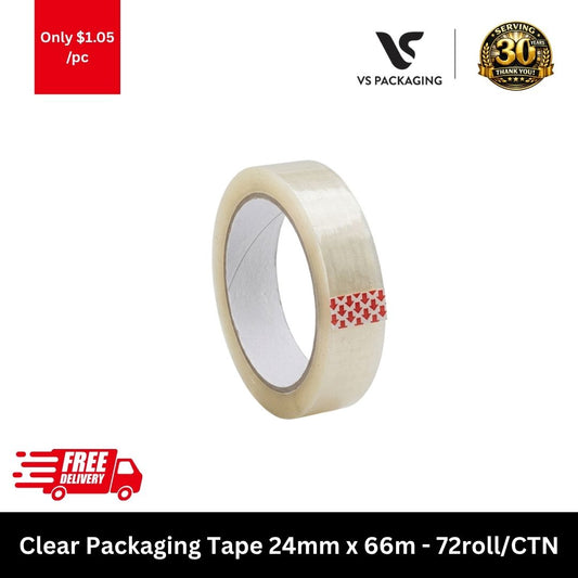 Clear packaging tape 24mm x 66m carton sealing tape for shipping and packing use