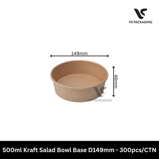 500ml kraft salad bowl base D149 eco friendly takeaway container 16oz food packaging