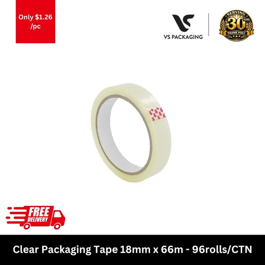 Clear Packaging Tape 18mm x 66m - 96rolls/CTN VS Packaging