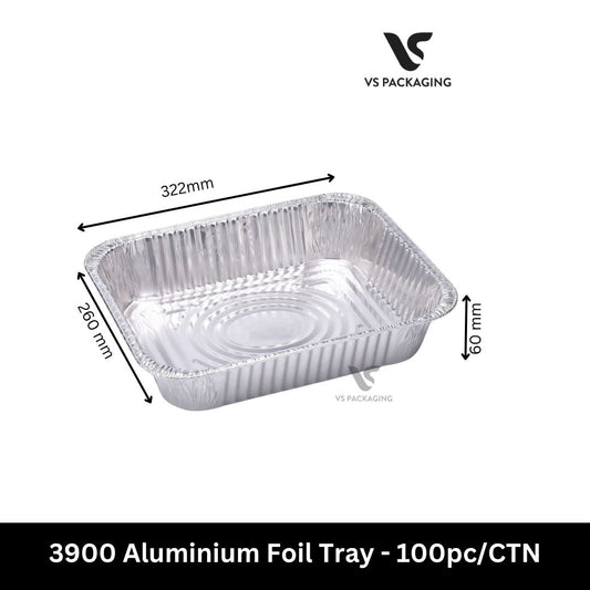 3900 Aluminium Foil Tray 322x260x60mm - 100pcs/CTN VS Packaging