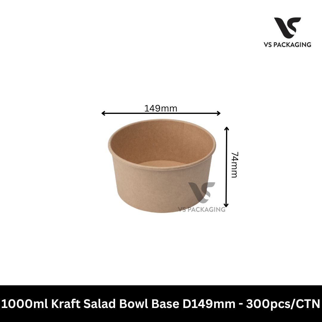 1000ml kraft salad bowl base D149 large eco friendly takeaway food container 32oz