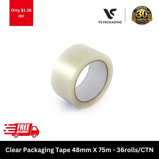 Clear packaging tape 48mm x 75m heavy duty carton sealing tape for shipping and packing