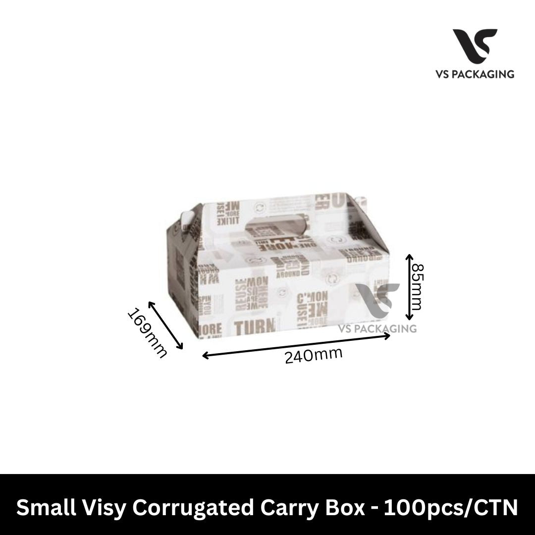 small visy corrugated carry box 240x169x85mm takeaway packaging eco friendly 100pcs Australia