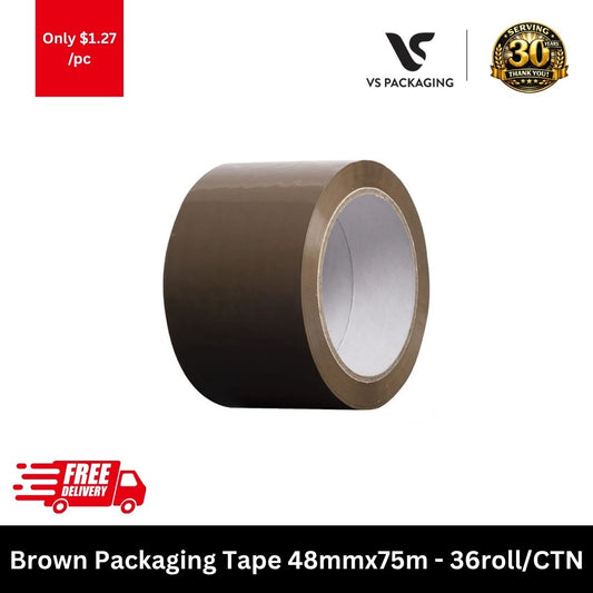 Brown packaging tape 48mm x 75m heavy duty carton sealing tape for cardboard boxes