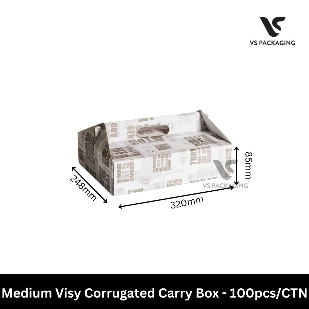 medium visy corrugated carry box 320x248x84mm takeaway packaging eco friendly 100pcs Australia