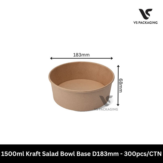 1500ml kraft salad bowl base D183 extra large eco friendly takeaway food container