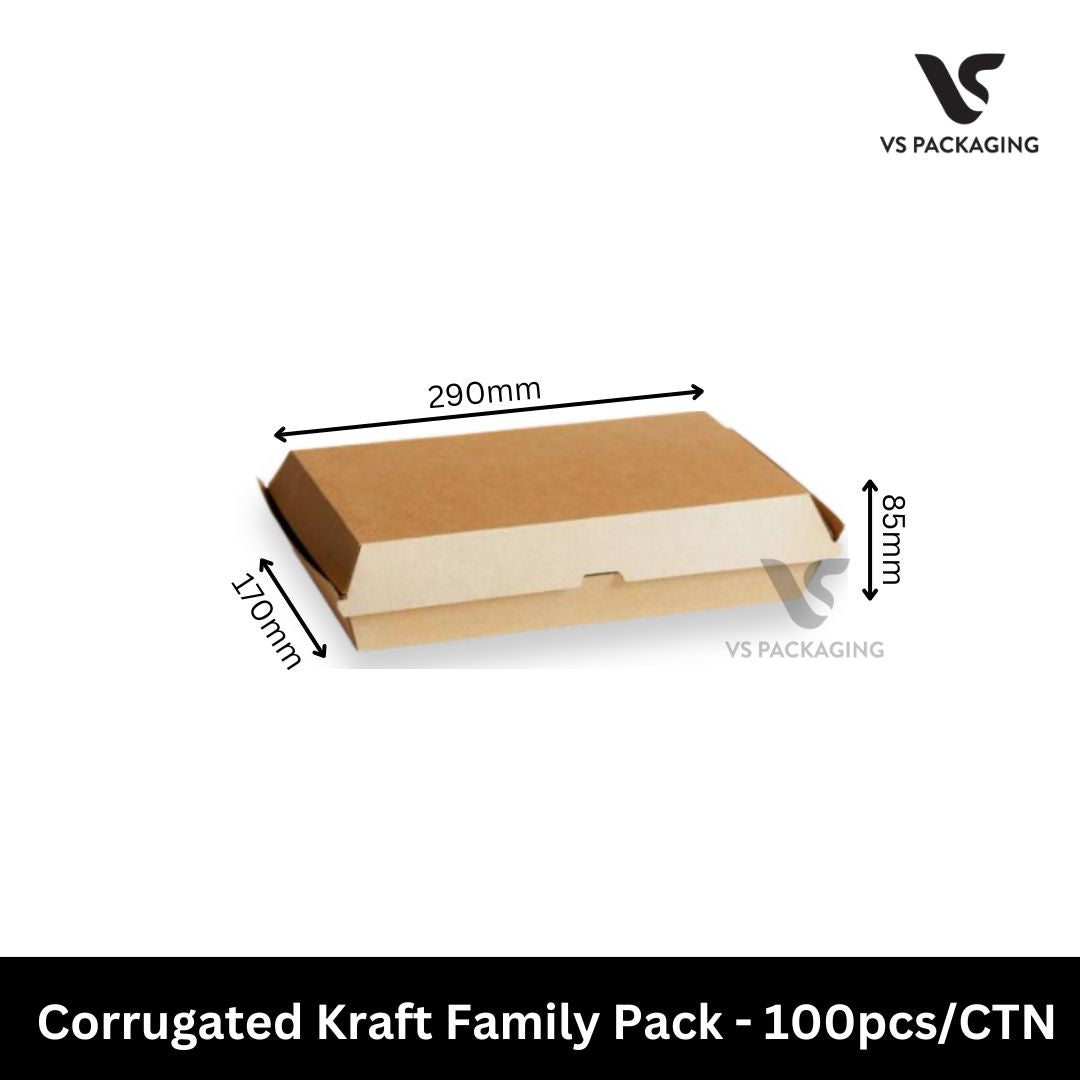 kraft corrugated family pack takeaway box 11x7 inch large brown paper box for group meals and catering