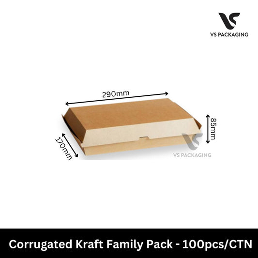 kraft corrugated family pack takeaway box 11x7 inch large brown paper box for group meals and catering