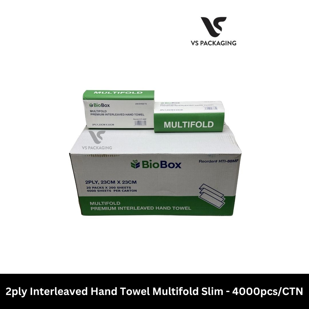2ply Interleaved Hand Towel Multifold Slim - 4000pcs/CTN VS Packaging