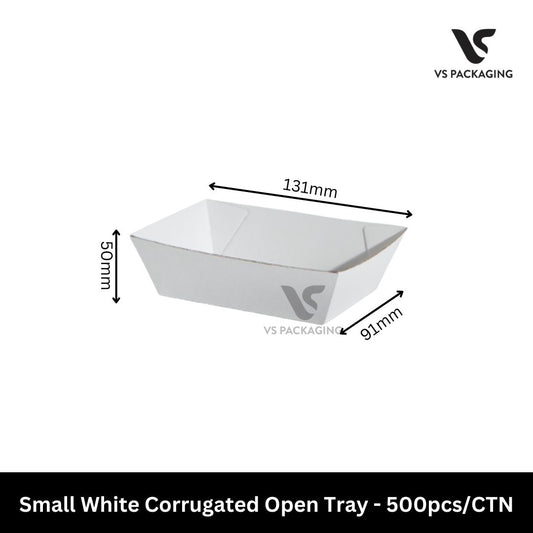 small white corrugated takeaway tray eco friendly snack tray 500pcs bulk Australia