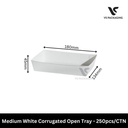 medium white corrugated takeaway tray eco friendly food tray 250pcs bulk Australia