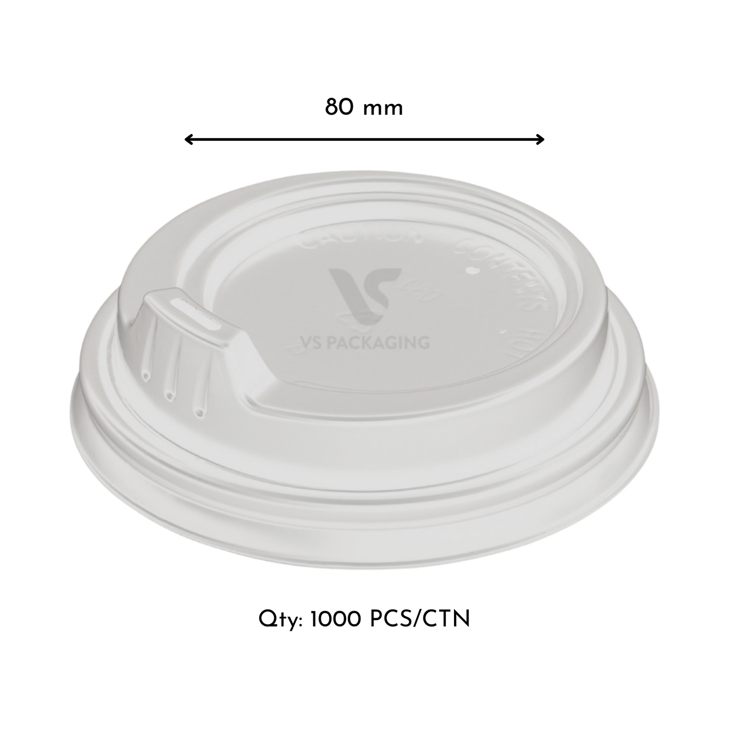 80mm White Sipper Coffee Cup Lids – Fits 8oz Paper Cups (1000pcs) VS Packaging