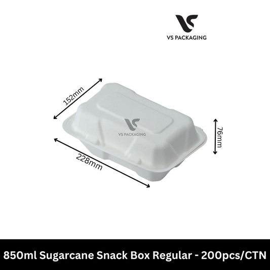 850ml Sugarcane Snack Box Regular - 200pcs/CTN VS Packaging