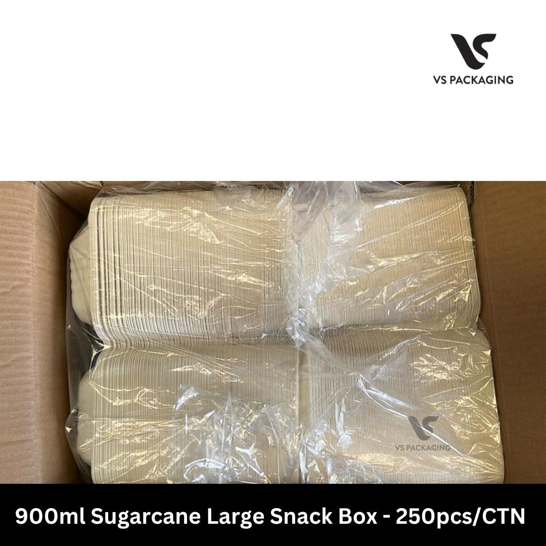 900ml Sugarcane Snack Box Extra Large – 250pcs/CTN VS Packaging