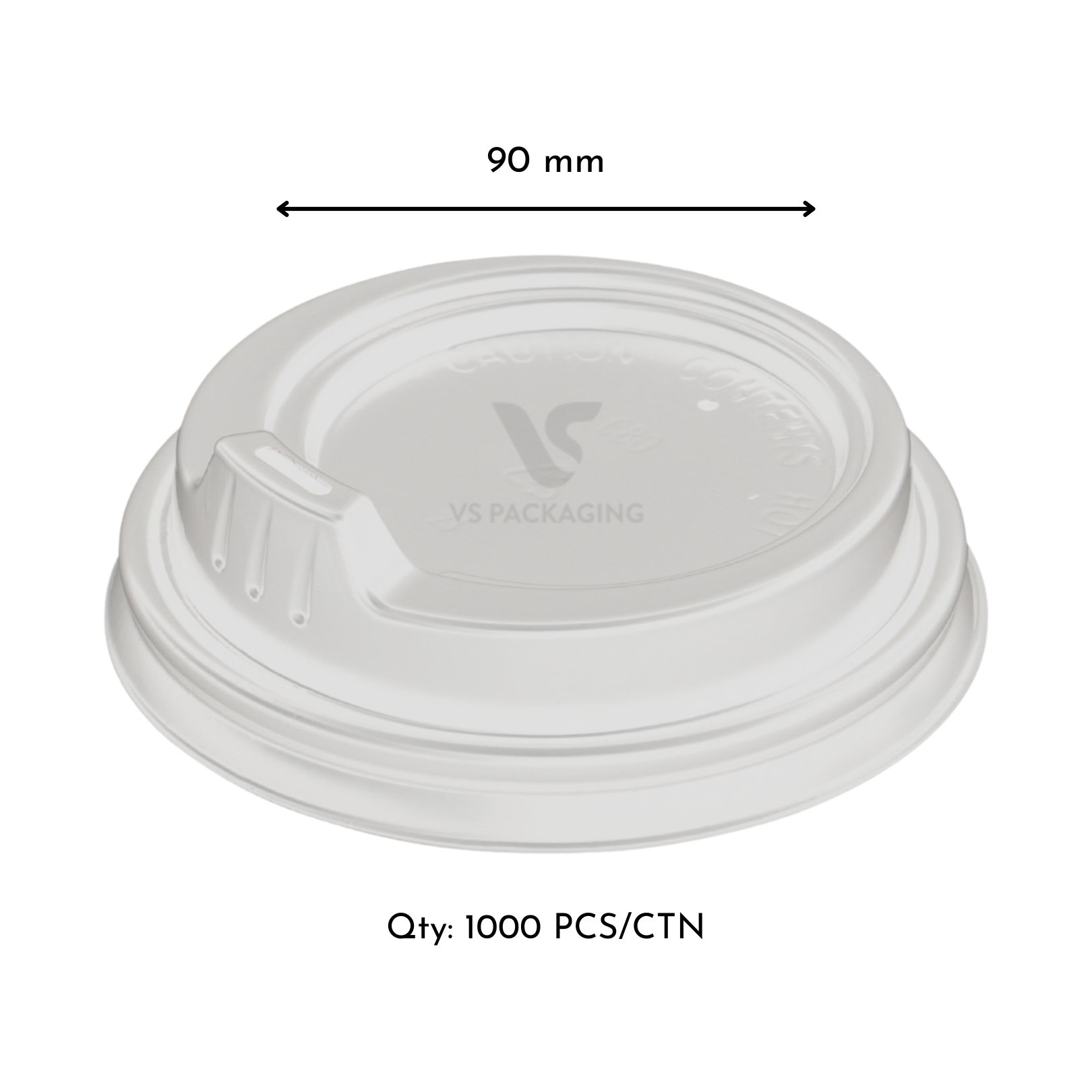 90mm White Sipper Coffee Cup Lids – Fits 8oz (D90mm), 12oz & 16oz Paper Cups (1000pcs) by VS Packaging
