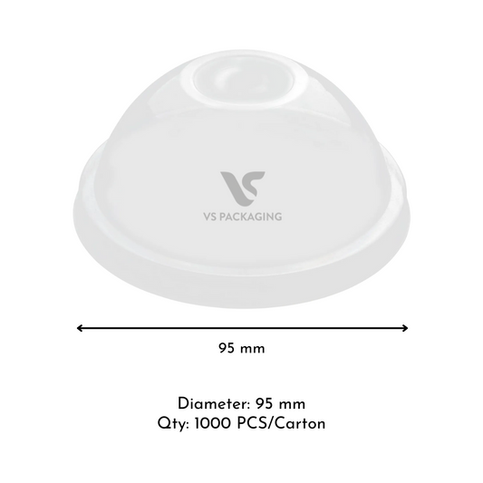 95 mm dome lid for PP plastic cups 360 ml / 500 ml / 700 ml OP-C5BH – VS Packaging Australia