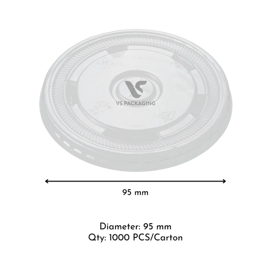 95 mm flat lid for PP plastic cups 360 ml / 500 ml / 700 ml OP-C95 – VS Packaging Australia