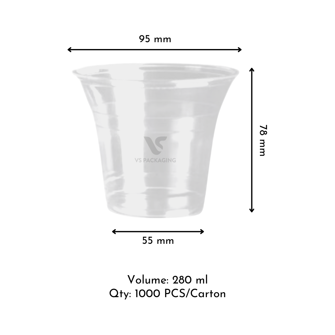 9 oz clear PET cup 280 ml disposable cold drink cup bulk pack 1,000 pcs – takeaway packaging Australia