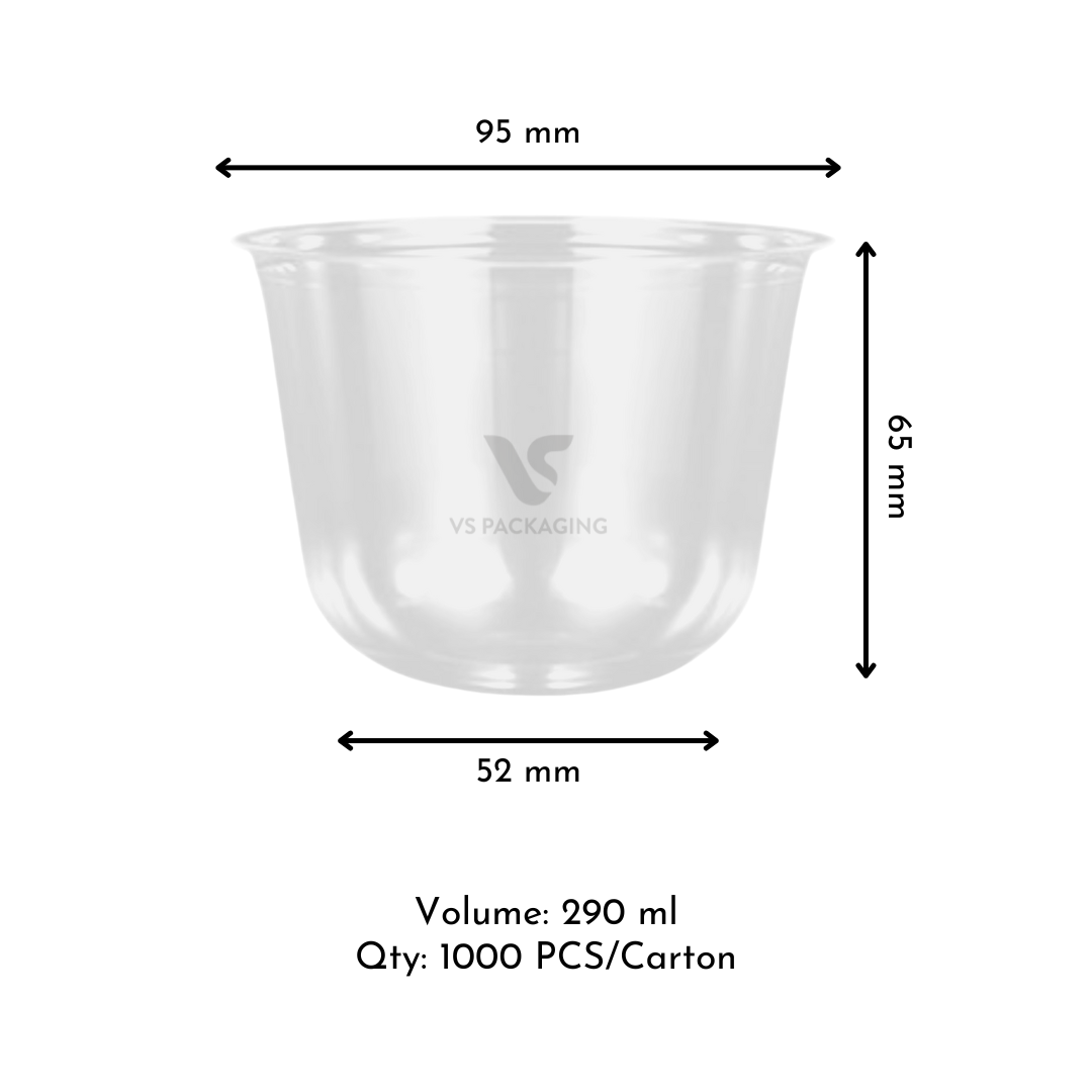 9 oz clear U-shape PET cup 290 ml disposable cold drink cup bulk pack 1,000 pcs – takeaway packaging Australia